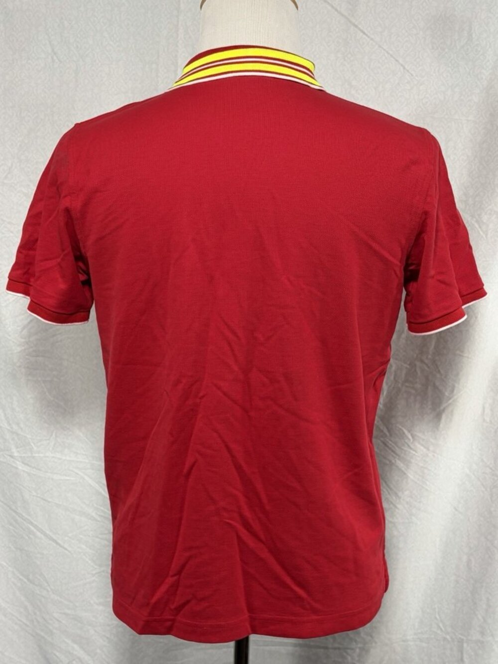 Psycho Bunny Men's Rio Red Yellow Gresham Tipped Short Sleeve Polo Shirt Sz 5 - Picture 4 of 11